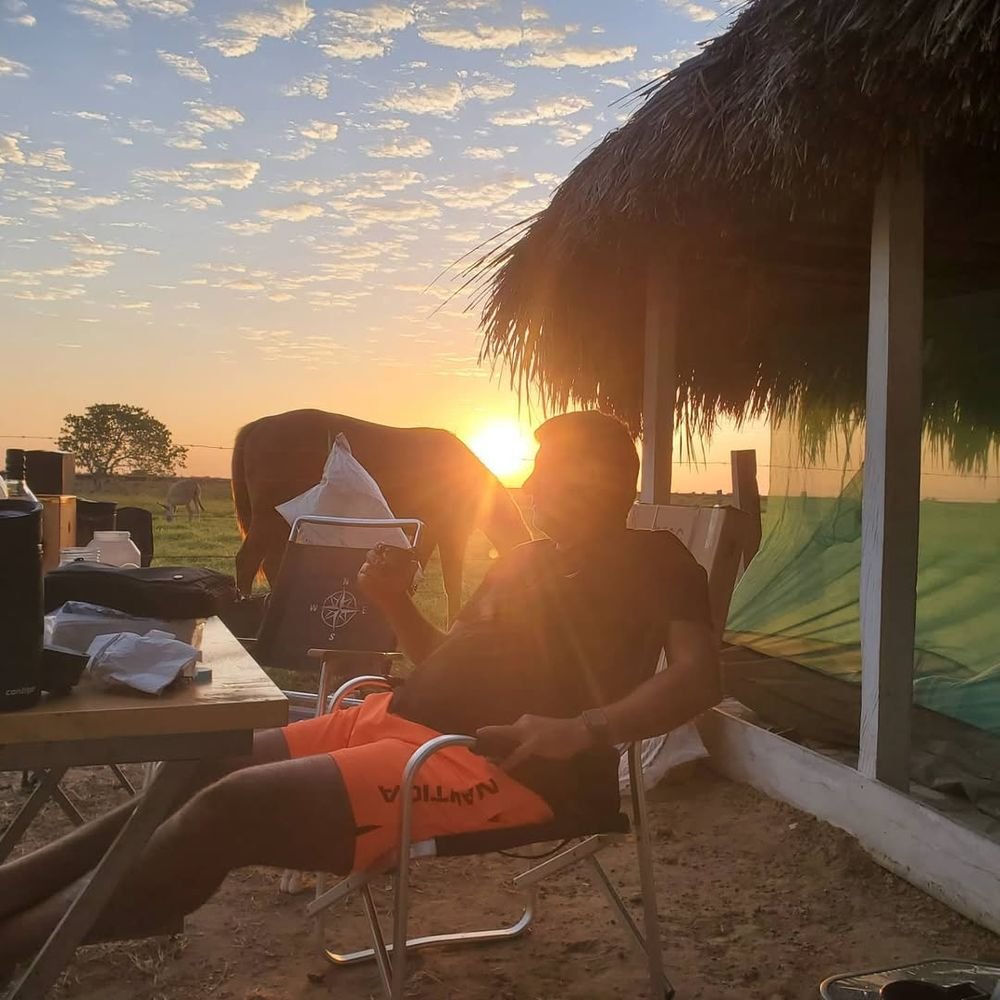 Common area and palapa at sunset